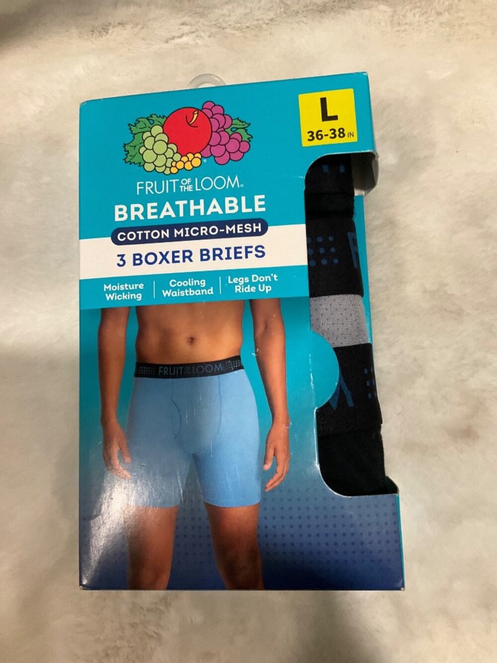 Fruit of the Loom Large 36-38 Boxer Briefs 3 prs Black, Grey - Picture 4 of 6
